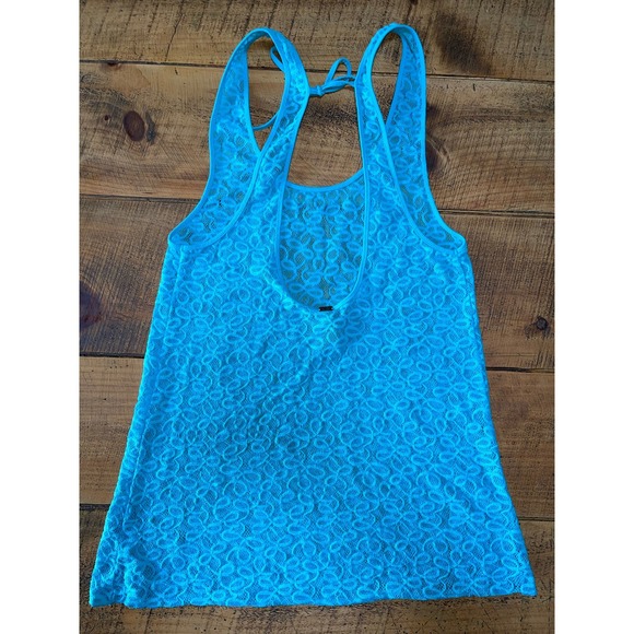 Womens Victoria's Secret Blue Mesh‎ Lace Back Tie Bathing Suit Tank Small - Picture 4 of 7